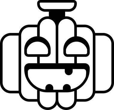 Yüzünde gülümseme olan bir çizgi film balkabağı.