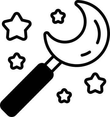 Üzerinde yıldız olan siyah ve beyaz bir değnek. Asa ayı işaret ediyor. Yıldızlar Ay 'ın etrafında dağıldığı zaman,