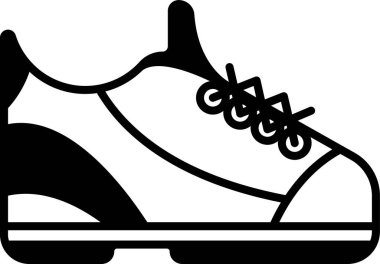 Beyaz ve siyah çizgili bir çizgi film ayakkabısı..