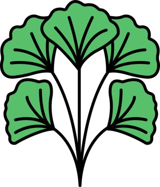 Üç yapraklı yeşil yapraklı bir bitki. Yapraklar siyah beyaz çizilmiş. Görüntünün sakin ve huzurlu bir havası var.