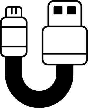 Mavi konnektörlü siyah beyaz bir USB kablosu