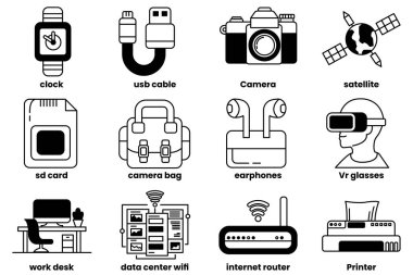 Satır çizim biçiminde elektronik aygıtlar kavramındaki çizimler
