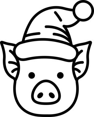 Şapka ve Noel Baba şapkası takan bir domuz