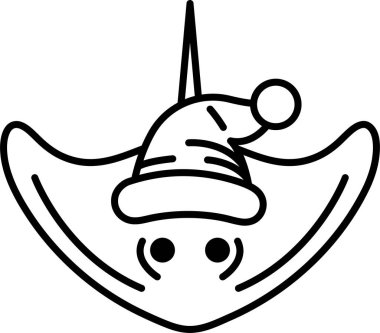 Bir iğneli vatoz, sanat tarzında bir Noel Baba şapkası takıyor..