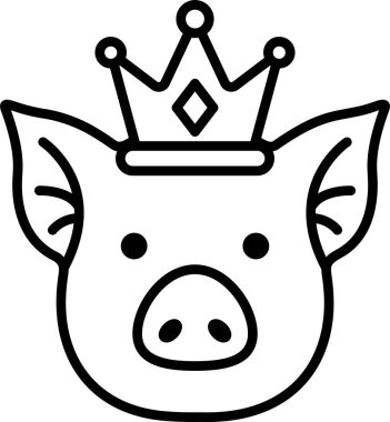 Kafasında taç olan bir domuz.