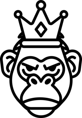 Kafasında taç olan bir goril karikatürü.