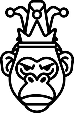 Kafasında taç ve kızgın bir ifadeyle bir goril karikatürü.