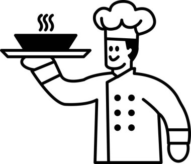 Bir şef tepside kase tutuyor.