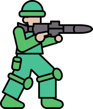 Yeşil üniformalı bir asker silah taşıyor.