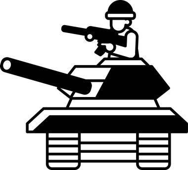 A soldier is riding a tank and holding a gun clipart