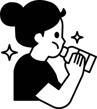 Bir kız şişeden içiyor.