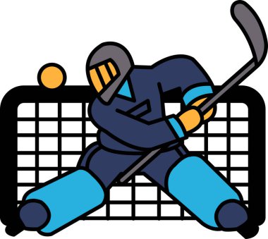 Bir hokey oyuncusu maçın ortasında elinde hokey sopası tutuyor.