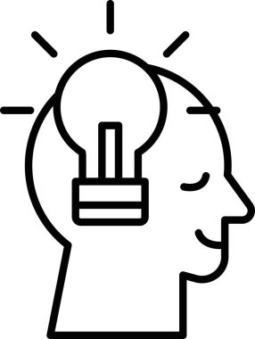 Üstünde ampul olan bir karikatür kafası.