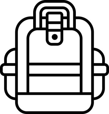 Askılı siyah beyaz bir sırt çantası.