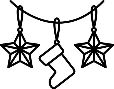 Yıldızlı ve çoraplı bir Noel süsü.