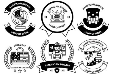 Farklı Amerikan rüya rozetleri.