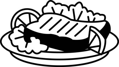 Bir tabak et ve bir kaç dilim portakal.