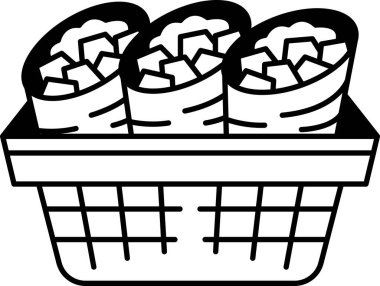 Sepetinde sebzeli üç burrito.