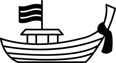 Sanat tarzında Tayland bayrağı taşıyan bir teknenin tasviri