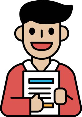 Bir adam bir kağıt parçası tutuyor ve gülümsüyor. Başarı ya da memnuniyet kavramı