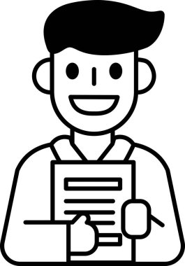 Bir adam bir kağıt parçası tutuyor ve gülümsüyor.