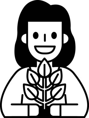 Bir kadın elinde bir bitki tutuyor.