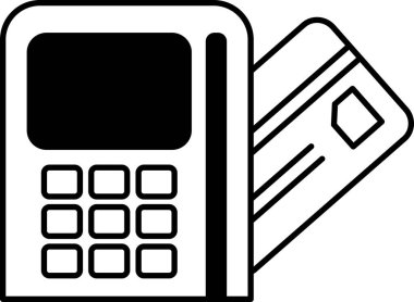 Bir kredi kartı ve ödeme makinesi birlikte gösterilir