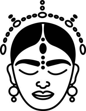 Siyah beyaz bantlı bir kadın yüzü.