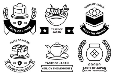 Japon yemeği kavramındaki çizimler bir çizgi biçiminde.