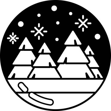 Yerde karlar ve ağaçlar olan bir ormanın siyah ve beyaz görüntüsü.