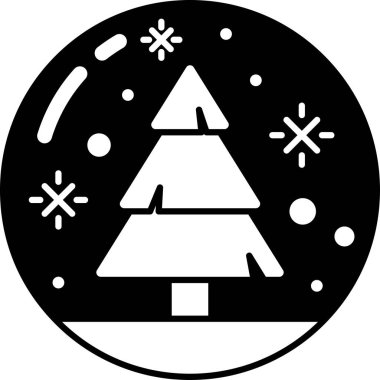 Etrafında kar taneleri olan bir çember şeklinde bir Noel ağacı gösterilir.