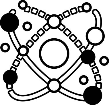 Merkezinde nokta olan bir galaksinin siyah beyaz çizimi.