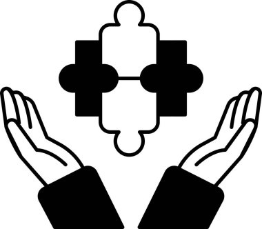 Yapboz parçasını tutan bir el, başka bir yapboz parçasını tutan bir el.