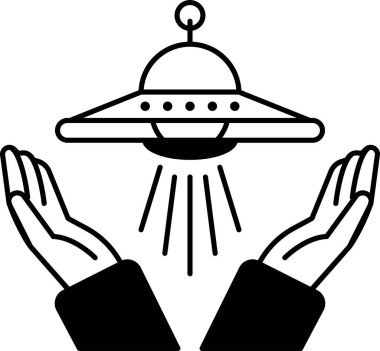 A cartoon drawing of two hands holding up a spaceship. The spaceship is yellow and blue and has a red tip. The drawing conveys a sense of wonder and excitement about space exploration clipart