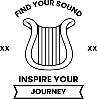 Illustration in concept of harp in line illustration style clipart