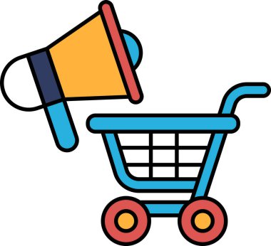 Üstünde büyük bir hoparlör olan bir alışveriş arabası.