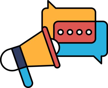 İleti kutusu konsepti ve satır biçiminde megafon çizimi