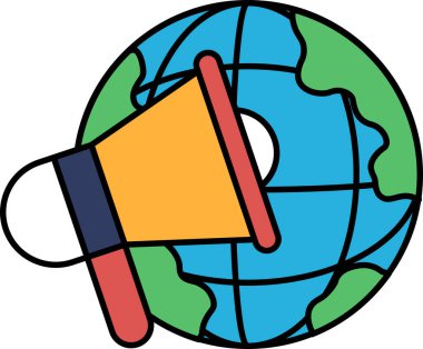 Üzerinde mikrofon olan bir küre çizimi.