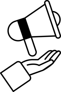 A hand is holding a microphone with a large speaker on top of it clipart