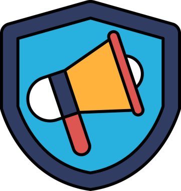 Üzerinde megafon olan bir kalkan.