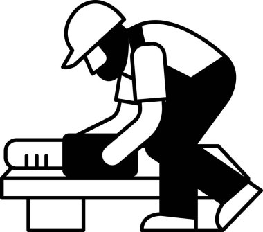 Sert şapkalı bir adam bankta çalışıyor. Sıkı çalışma ve kendini adama kavramı