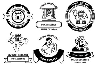 Çizim tarzında Hint kültürü ve Hint turizmi kavramında bir dizi çizim