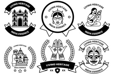 Çizim tarzında Hint kültürü ve Hint turizmi kavramında bir dizi çizim