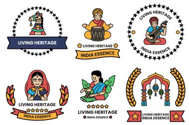 Çizim tarzında Hint kültürü ve Hint turizmi kavramında bir dizi çizim