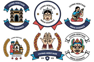 Çizim tarzında Hint kültürü ve Hint turizmi kavramında bir dizi çizim