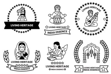 Çizim tarzında Hint kültürü ve Hint turizmi kavramında bir dizi çizim