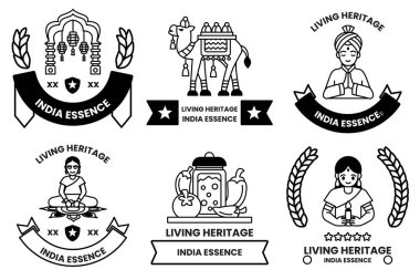 Çizim tarzında Hint kültürü ve Hint turizmi kavramında bir dizi çizim