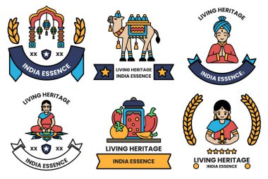 Çizim tarzında Hint kültürü ve Hint turizmi kavramında bir dizi çizim