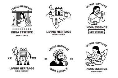 Çizim tarzında Hint kültürü ve Hint turizmi kavramında bir dizi çizim