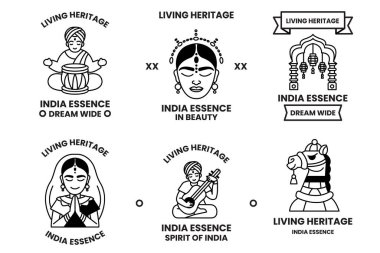 Çizim tarzında Hint kültürü ve Hint turizmi kavramında bir dizi çizim